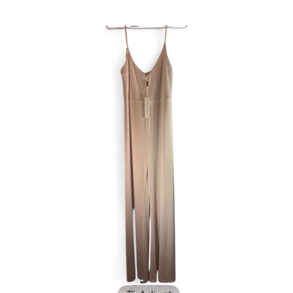 Meshki Cream V-Neck Flared Leg Jumpsuit